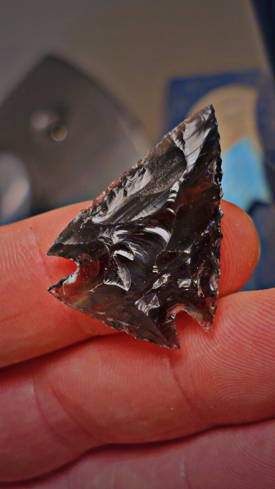 Flintknapped Unique Banded/ Striped Obsidian Arrowhead, Sharp, Beautiful
