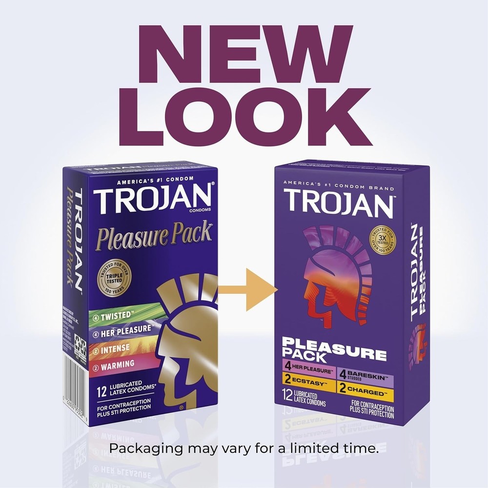 Trojan Pleasure Pack Assorted Condoms for Men, 36 Count