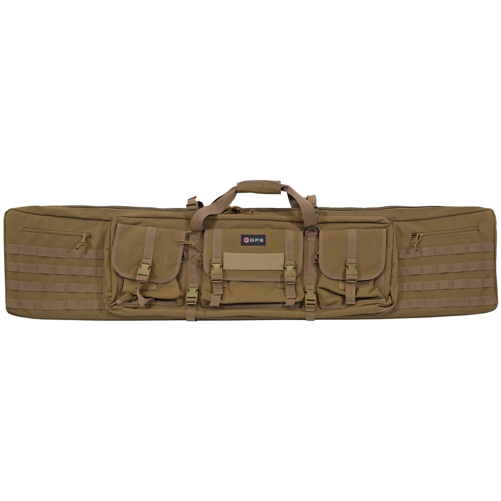 GPS Double Rifle Case 55in Flat Dark Earth Durable 600D Polyester Storage Bag
