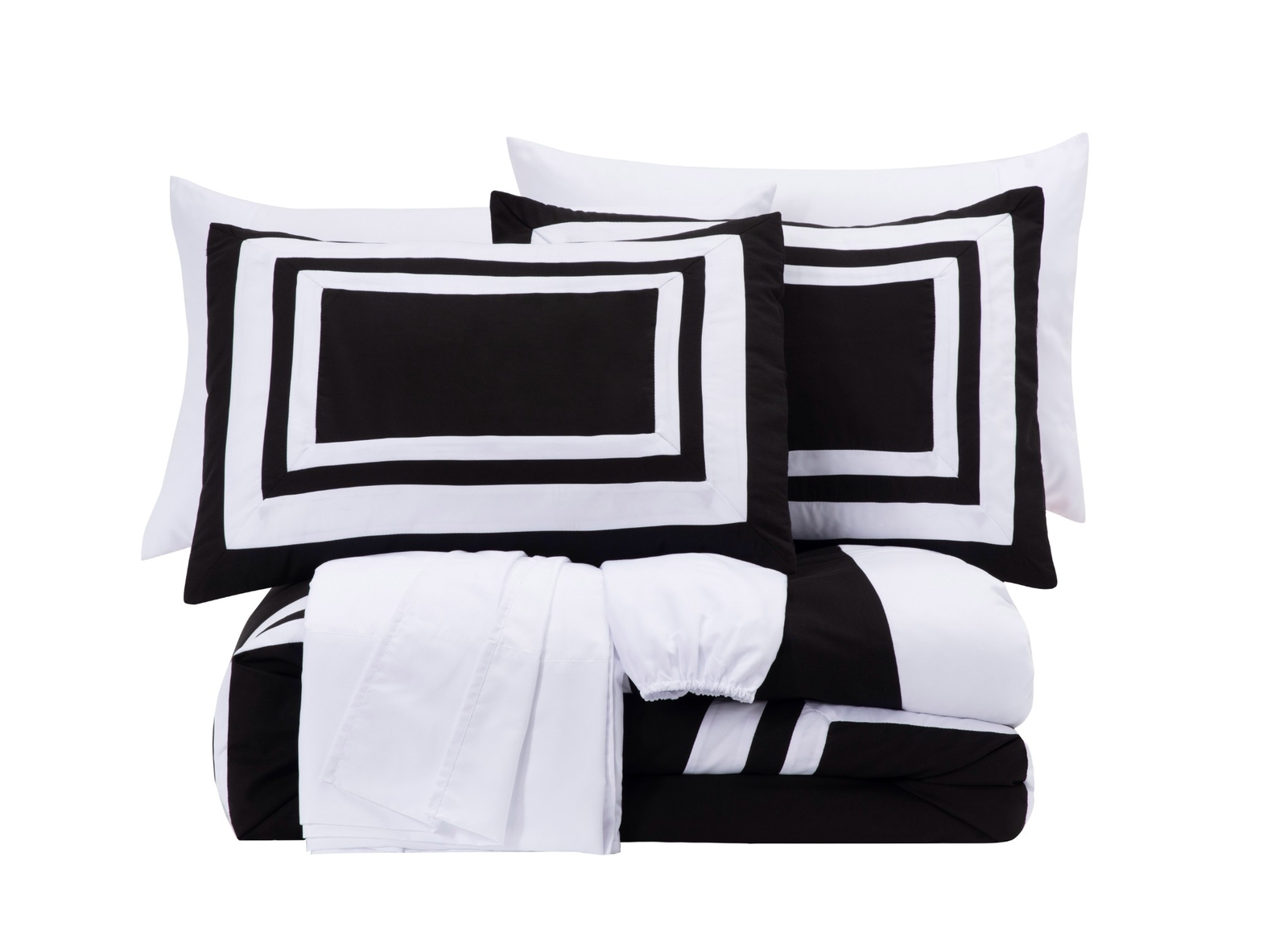Chezmoi Collection 7-Piece Square Pattern Hotel Style Bed in a Bag Comforter Set
