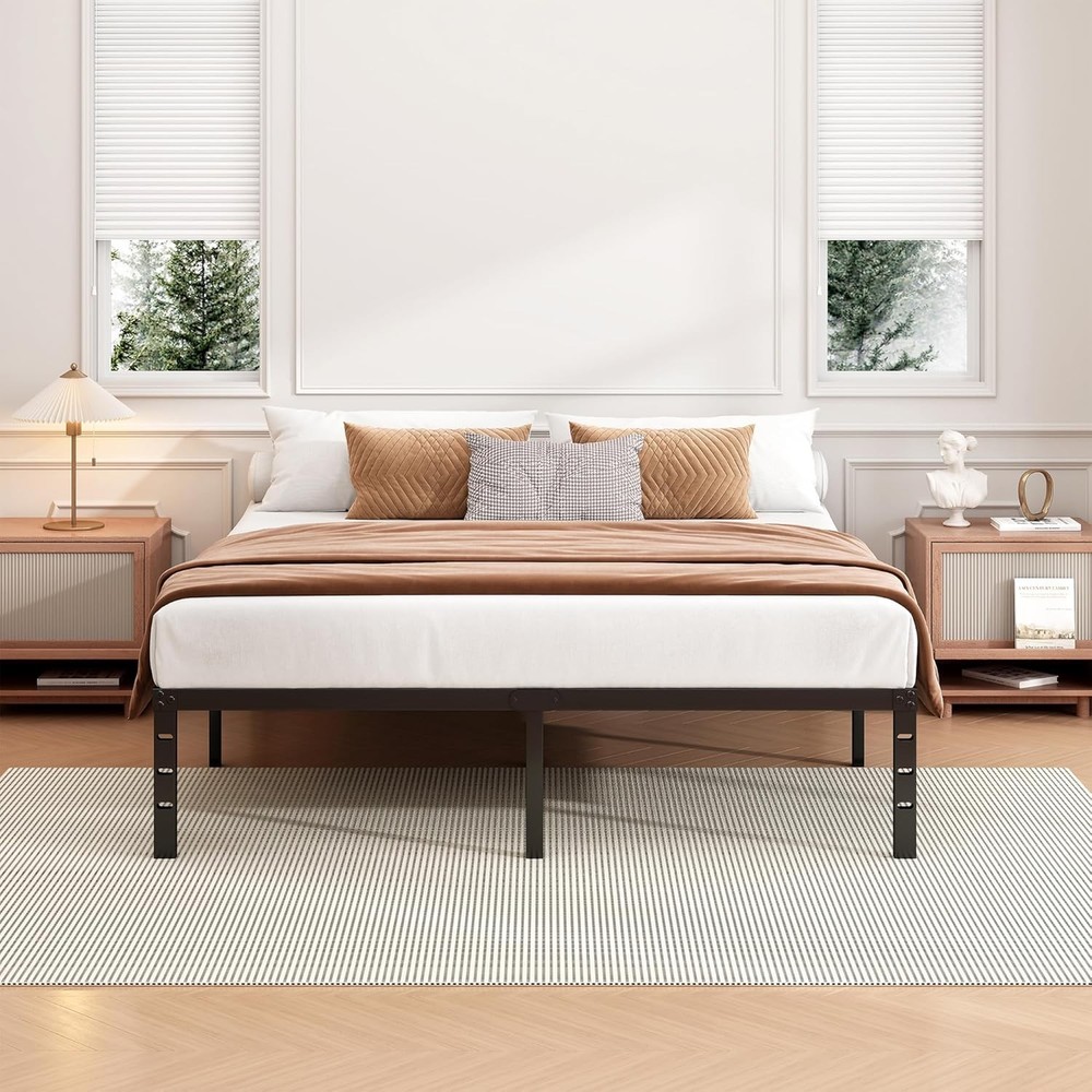 16 Inch Queen Bed Frame Sturdy Metal Platform Queen Size No Box Spring Needed