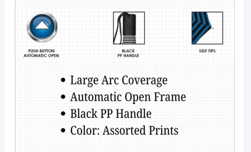 Weather Zone Men's Automatic Open Compact Folding Umbrella, Assorted Prints