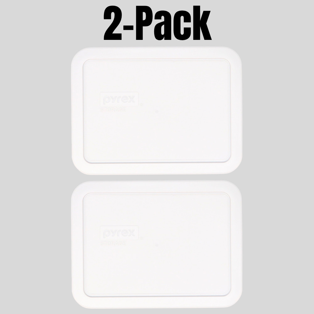 Pyrex 6 Cup, 1.5 L White Rectangle Replacement Lid Cover  7211-PC, 2 Pack NEW!