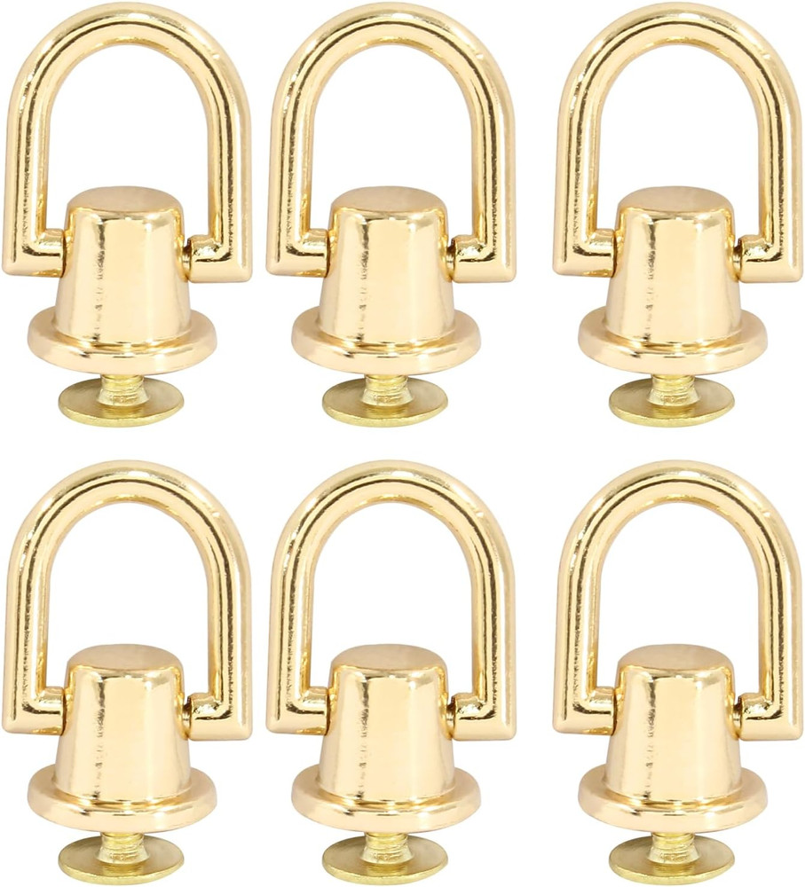 6-Piece D Ring Stud Screw Ball Head Buttons, Versatile Purse Rotatable D Ring St
