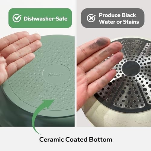 Ceramic Cookware Set, Removable Handle Pots and Pans Non-Stick, Rv Green