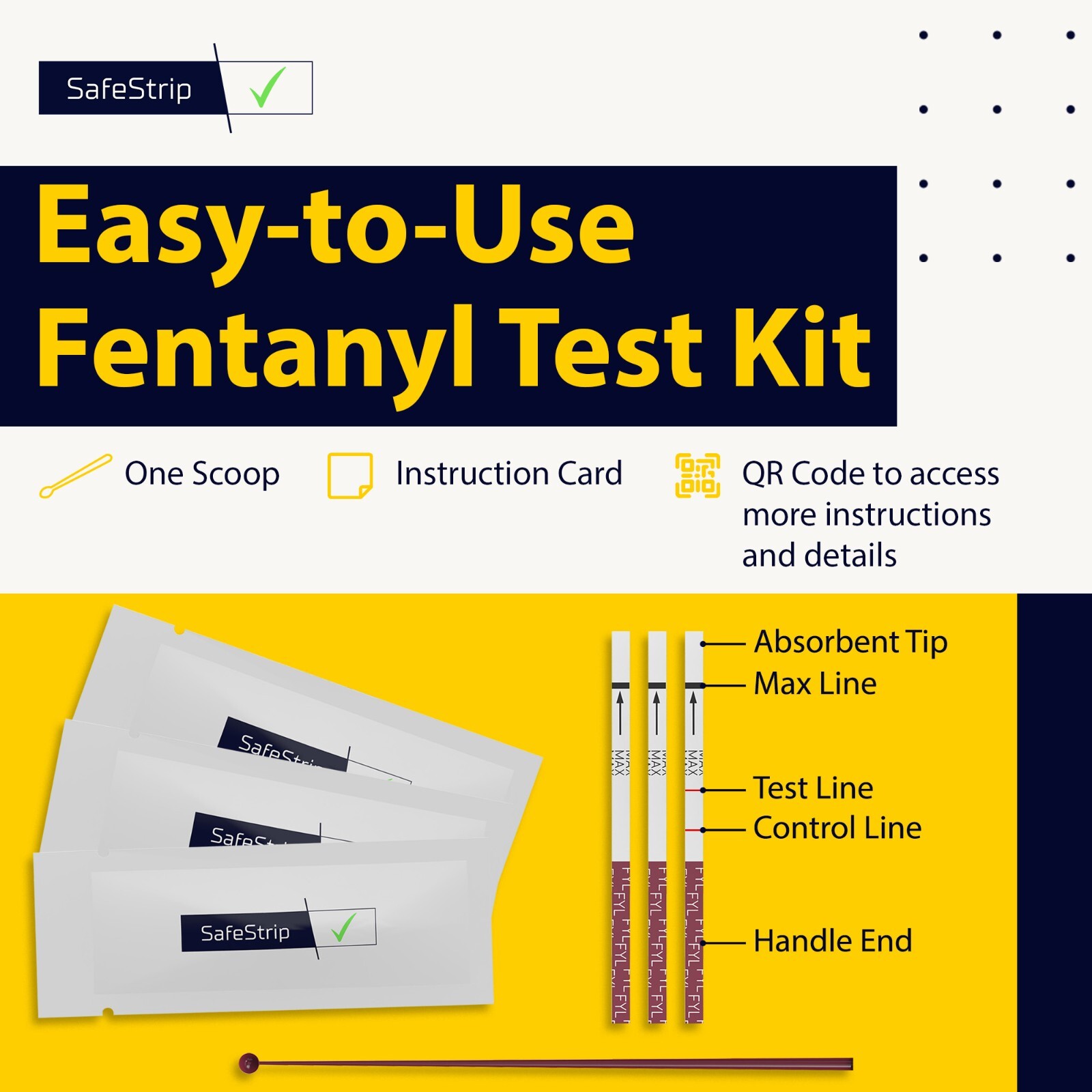 SafeStrip Fentanyl Home Drug Testing Strips - 10 Pack with Scoop - Powder/Liquid
