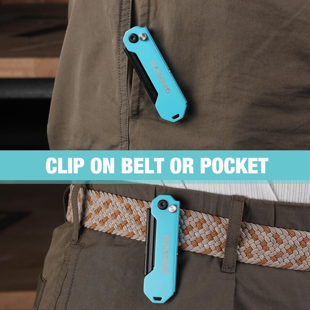 WORKPRO Folding Utility Knife Mini Box Cutter Quick Change Blade EDC Razor Knife
