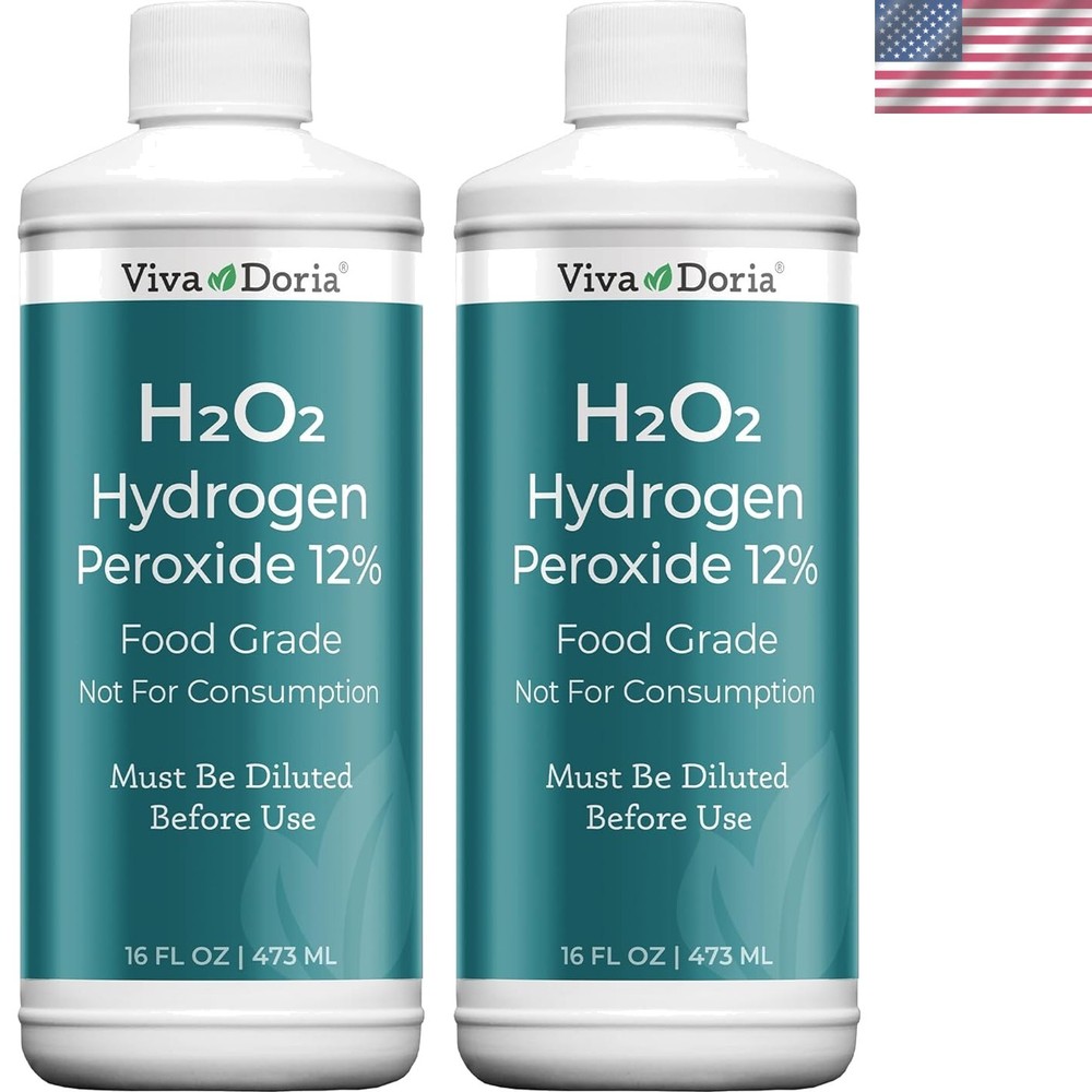 H2O2 Hydrogen Peroxide 12% Aqueous Solution - Food Grade, 16 Fl Oz 2