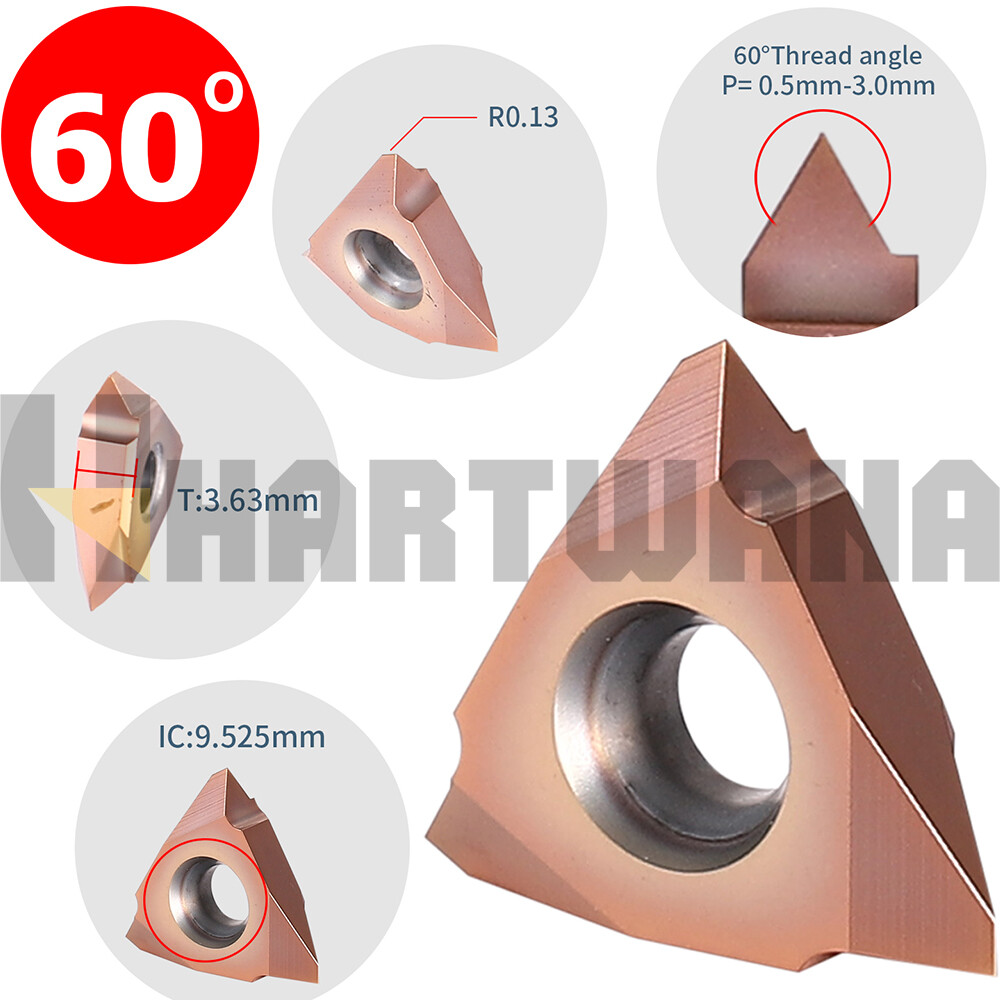 Lathe Threading Tool Holder External Vertical Threading Inserts 16VERAG60 10PCS