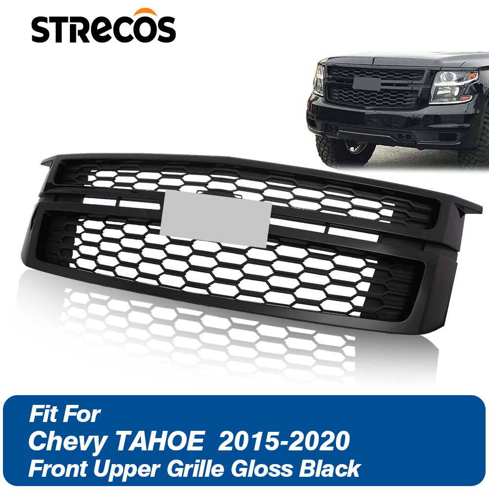 Front Upper Grille Assembly For 2015-2020 Chevrolet Tahoe Gloss Black