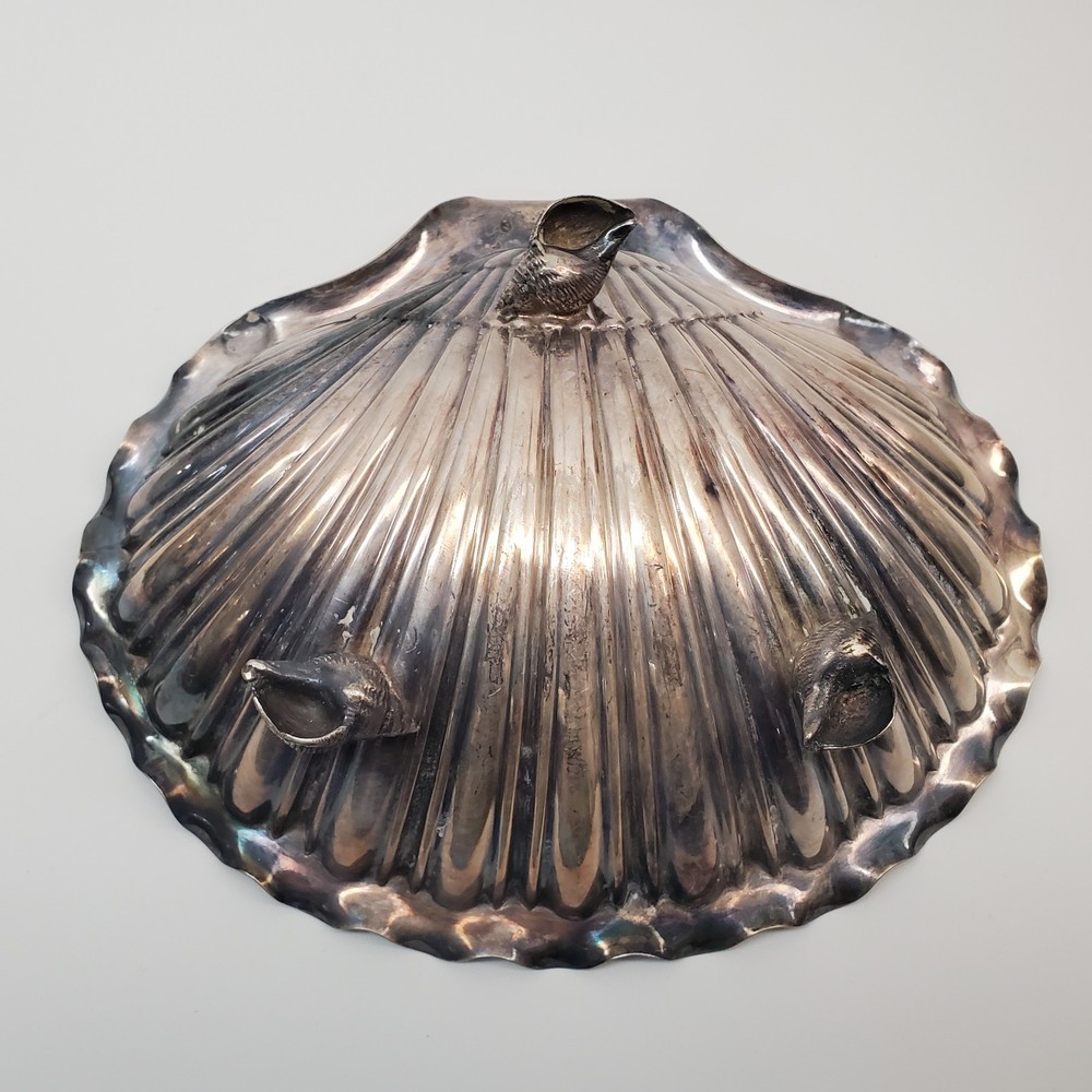 Antique Wilson & Sharp Edinburgh SCALLOP Shell Dish Silver‑Plate 8885 Footed