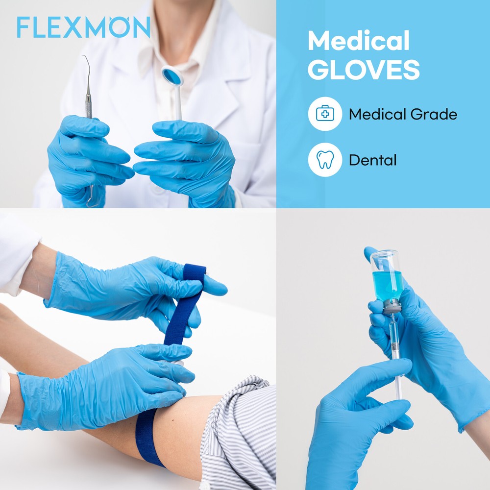 FLEXMON Nitrile Exam Gloves, Extra Small, 4.2Mil 100 Count