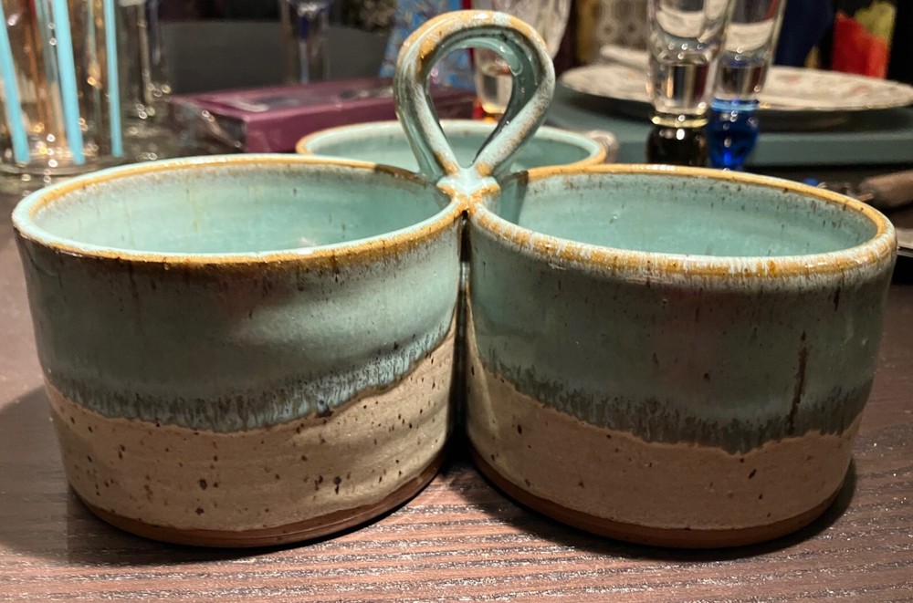 Studio Pottery Condiment Snack Dish Tray with Handle