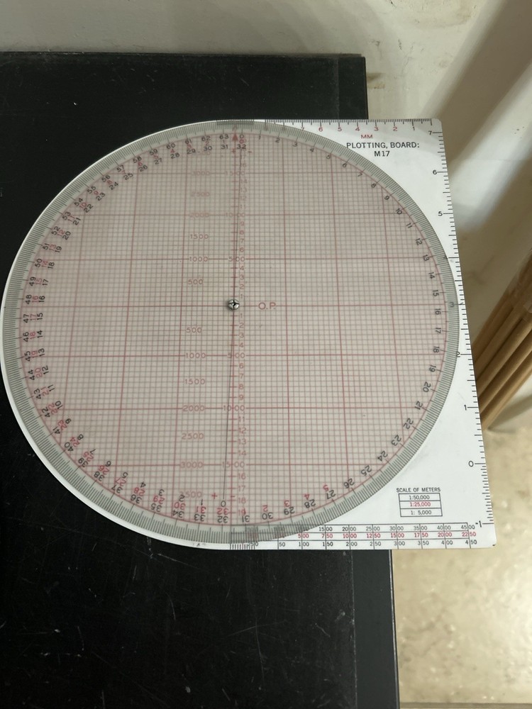 US Army M17 Plotting Board w/ M72 Carrying Case (Named McGraw)