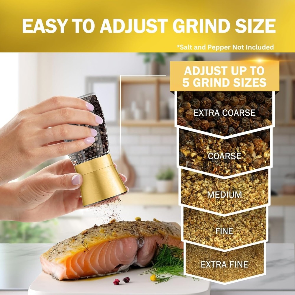 Elegant Gold Salt & Pepper Grinders Set