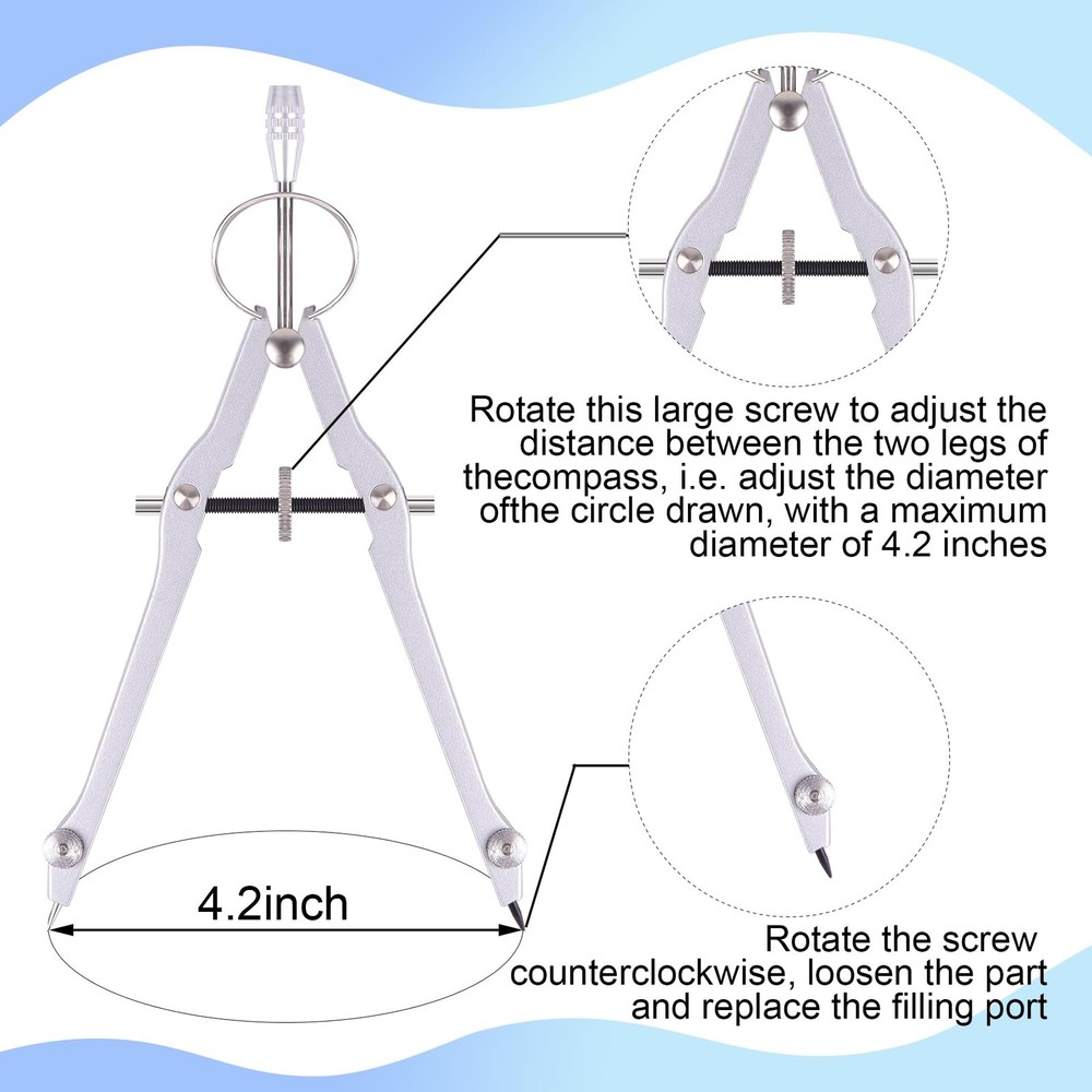 Unjoo Compass and Protractor Set, Professional Drawing Tool, Silver