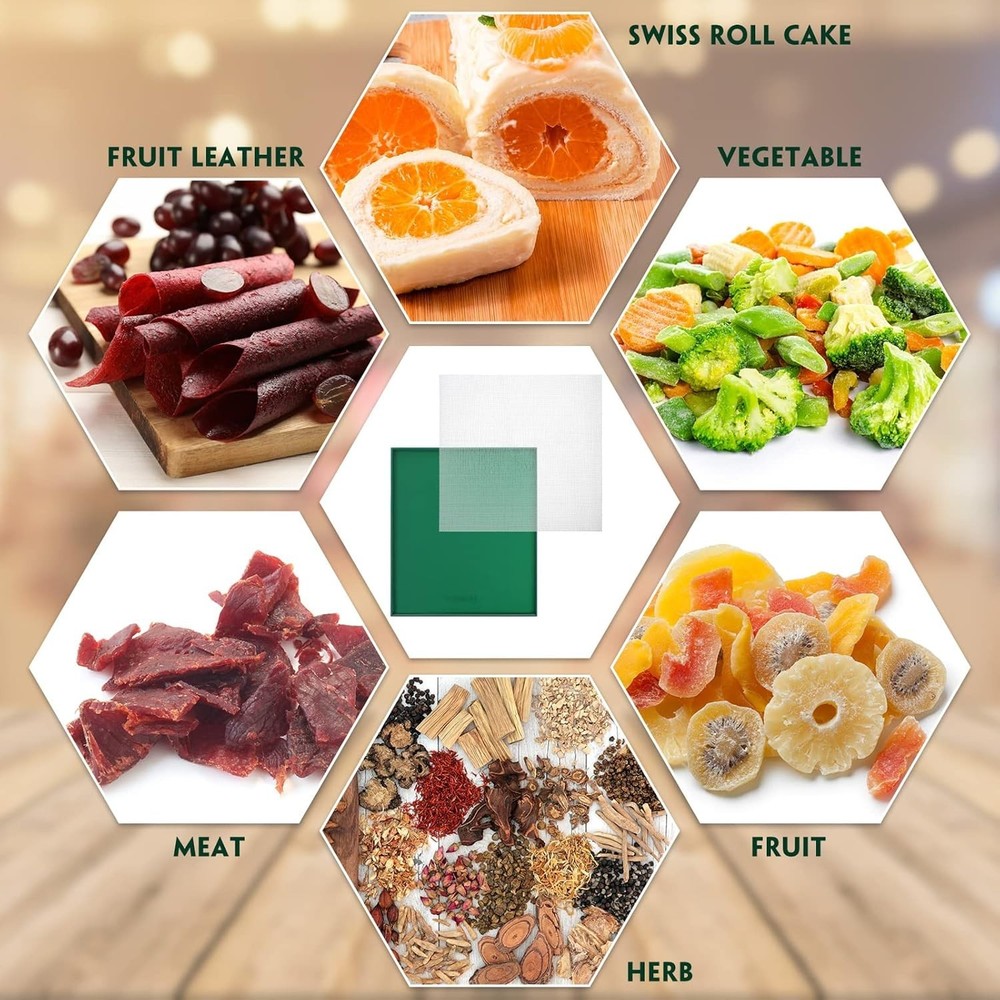 High-Temperature Resistant Silicone Dehydrator Set: 8 Sheets & 10 Non-Stick Mats