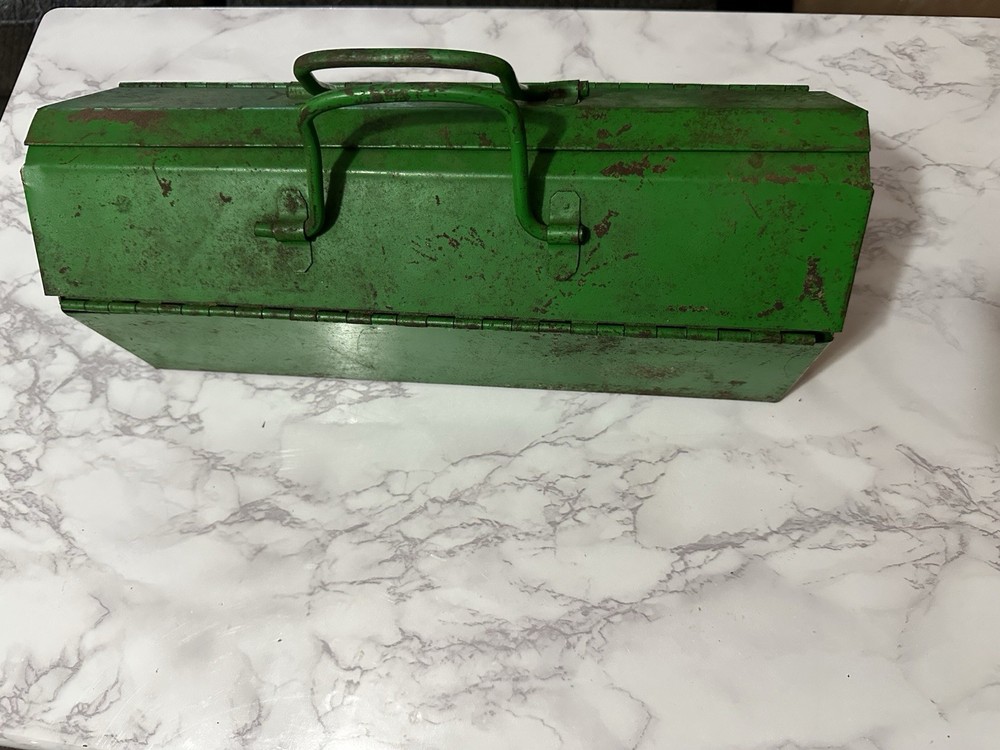 Vintage Steel Tool Box With Split Top