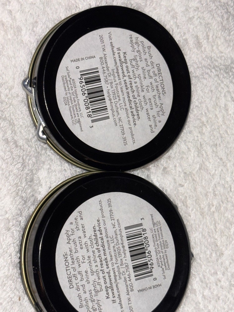 2 Sofsole Black Shoe Polish 1.5 oz Each can NEW
