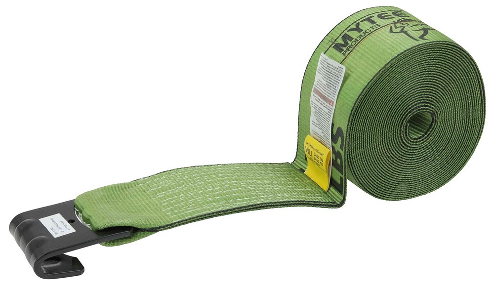 (4 Pack) 4" x 30' Winch Strap with Flat Hook - Green Flatbed Tie Down
