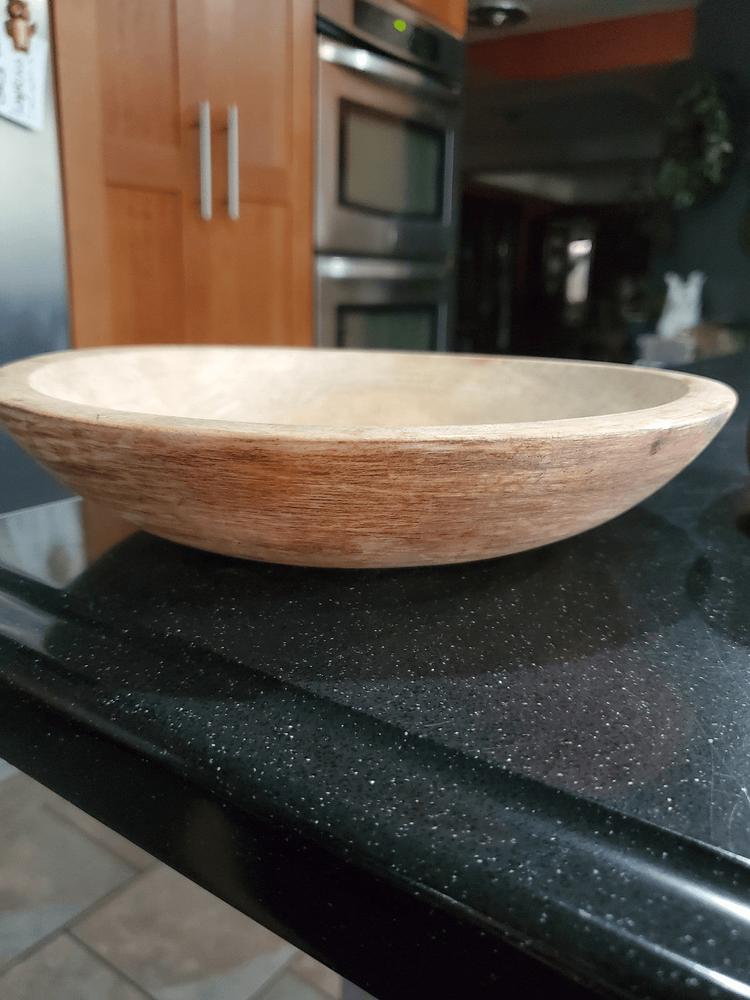 Signed Munising, primitive vintage wooden bowl