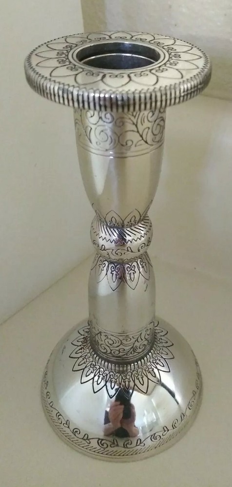 ONE BRIGHTON CANDLE STICK SILVER CANDLESTICK SCROLL DESIGN SILVER PLATED