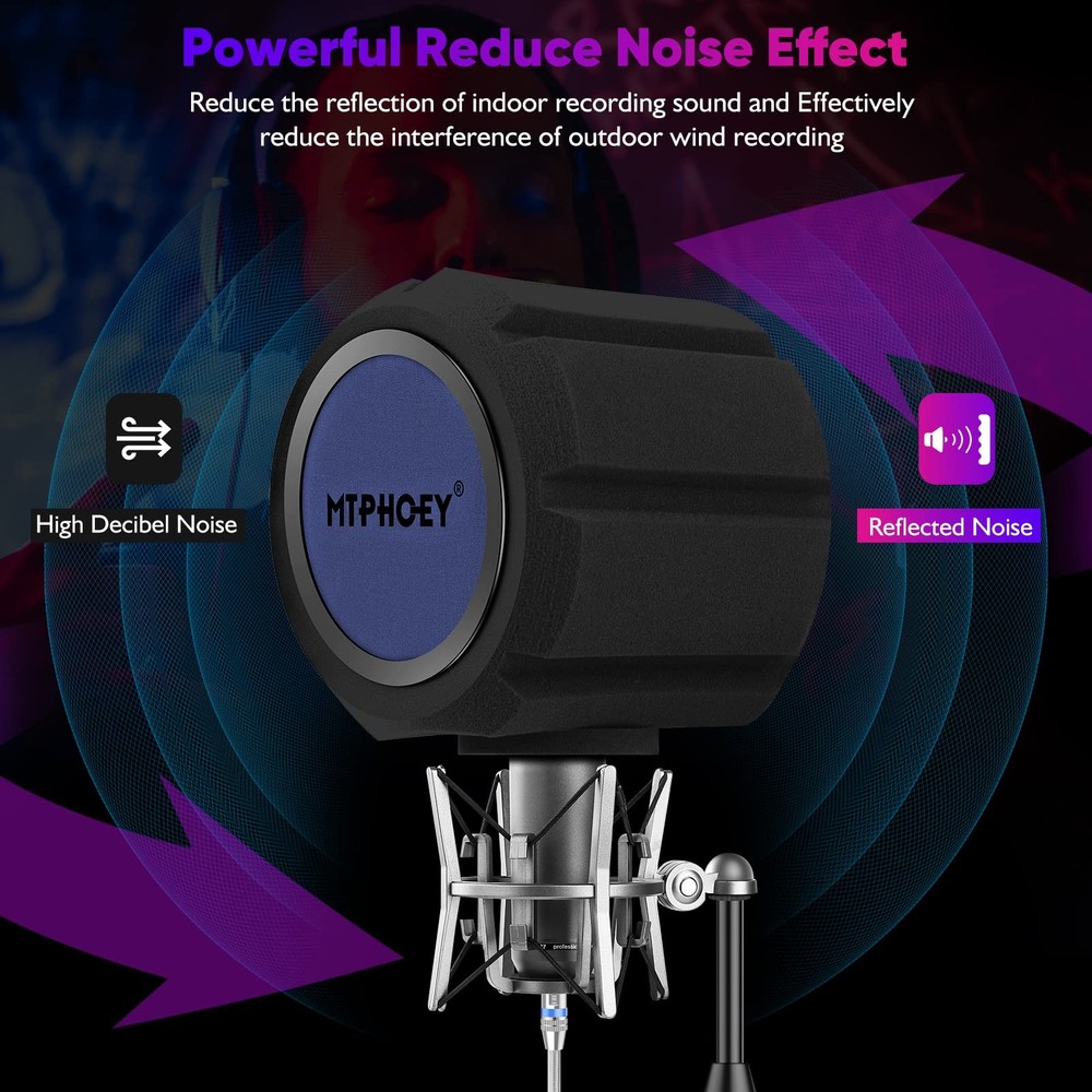 Microphone Windscreen Pop Filter with Gift Mic Stand&Holder,Recording Shield，...