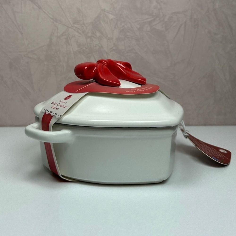 Heart-Shaped Brie Cheese Baker with Red Bow