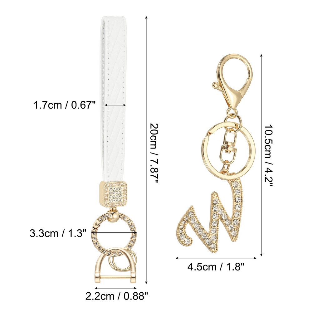 Leather Wristlet Keychain, Chic Letter W Keychains