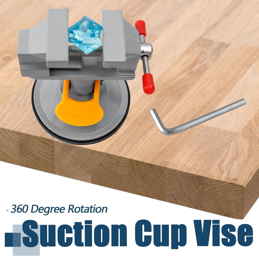 360° Rotating Mini Bench Vise with Suction Cup Base, Adjustable Clamping Force