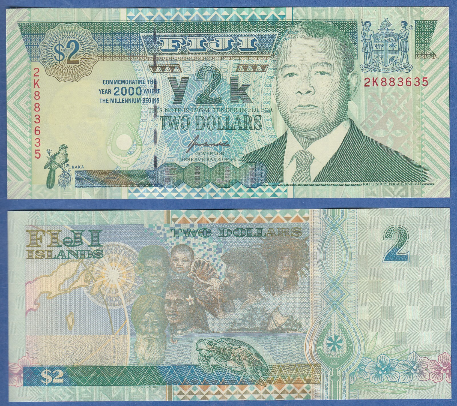 FIJI 2 Dollars P 102 UNC 2000 Millennium