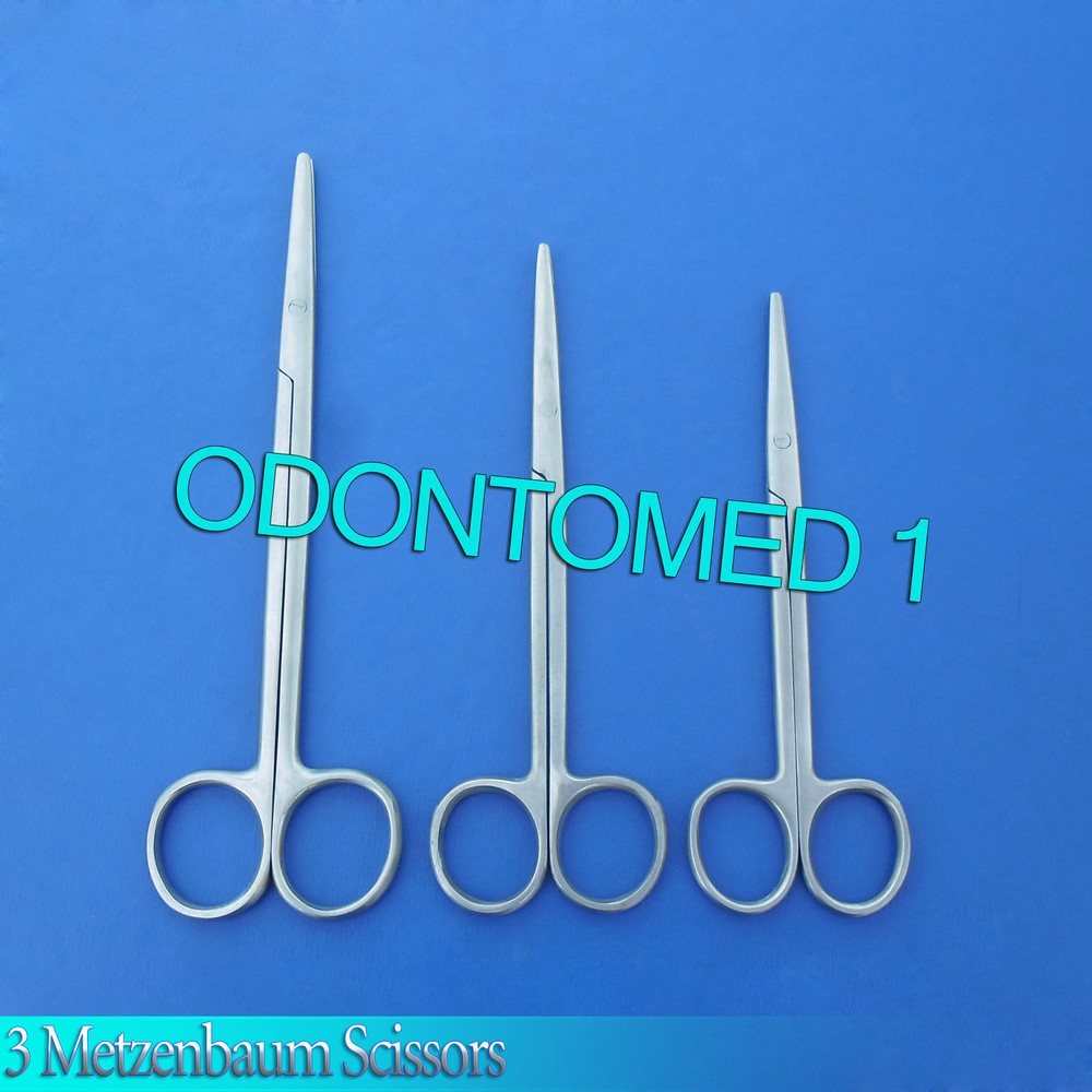 3 Metzenbaum Scissors 9"+10"+11" Straight Surgical Instruments