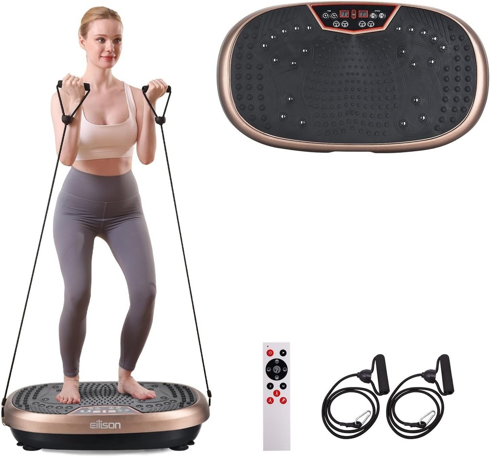 Vibration Plate Exercise Machine Whole Body Workout with Loop Bands Weight Loss
