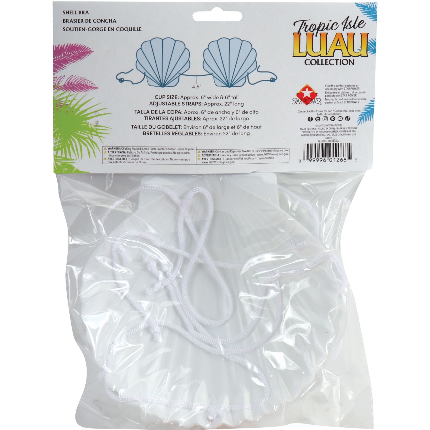 Adult Sea Shell Bra Costume Bikini Top White Luau Mermaid Party