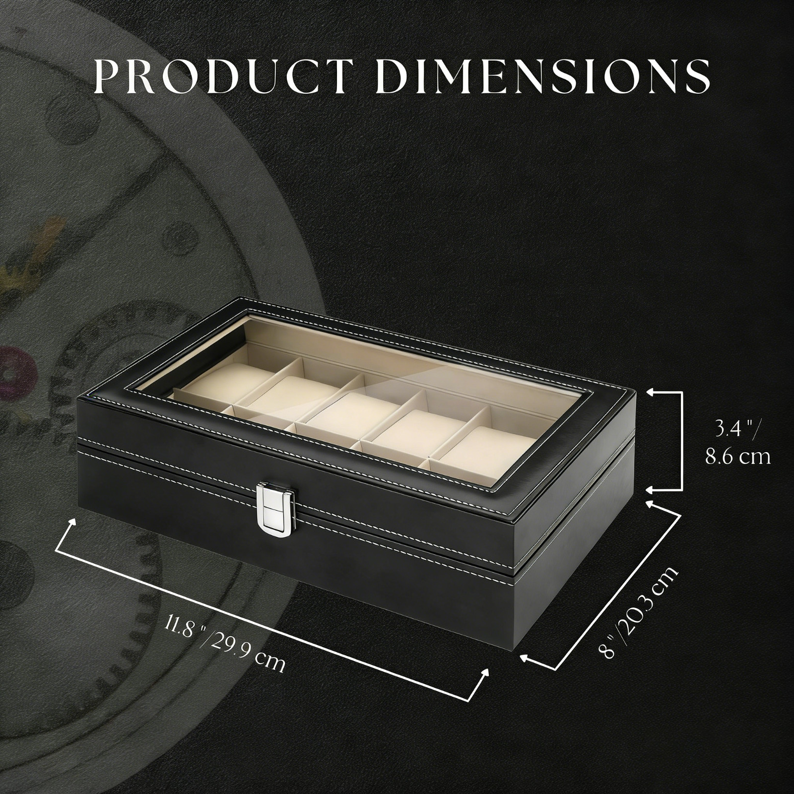 12 Slots PU Leather Wrist Watch Display Box Storage Holder Organizer Case US