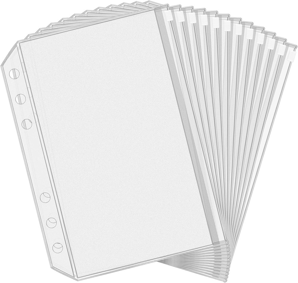 A5 Size 12PCS Clear Zipper Binder Envelopes - Effortless Document Organization