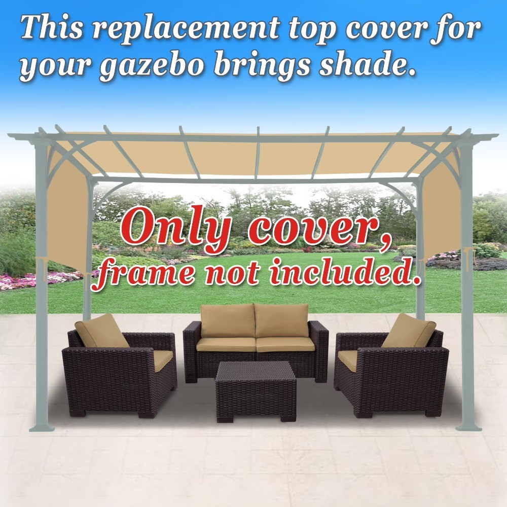18' x 8.2' Beige Polyester Universal Replacement Canopy for Pergola Structure
