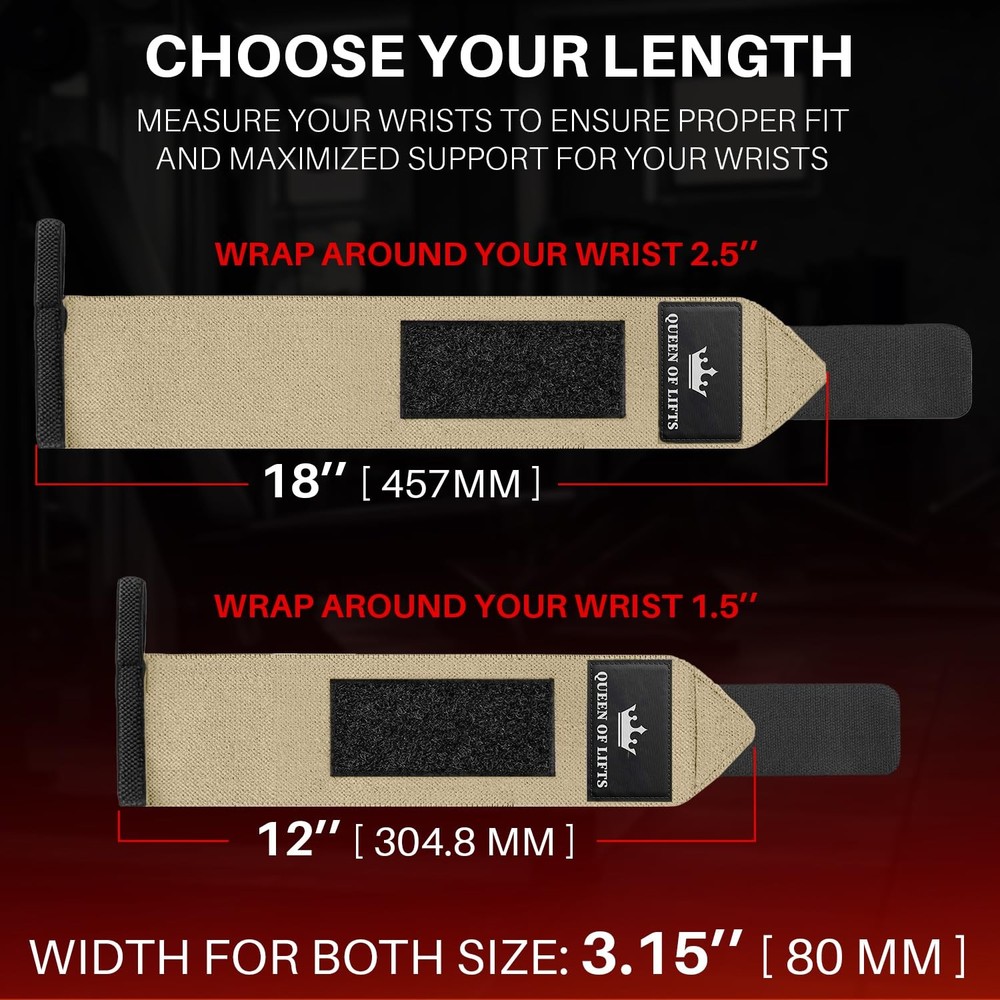 HeavyDuty Weightlifting Wrist Wraps with Thumb Loop for Strength Training