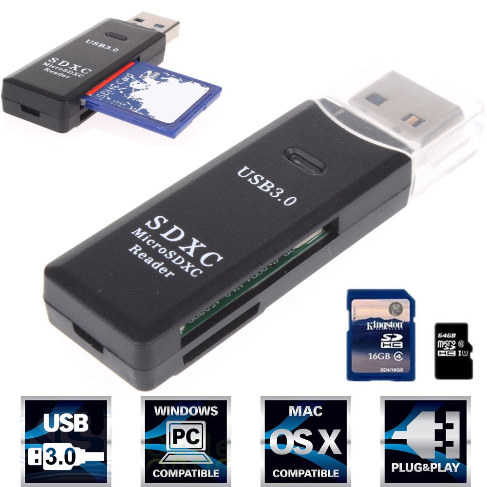 USB3.0 HighSpeed Memory Card Reader Adapter for Micro SD SDXC TF T-Flash US