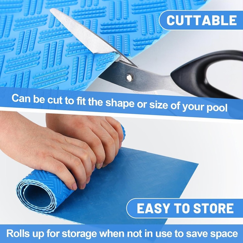 Blue Vinyl Pool Ladder Step Mat 36x36 Non-Slip, Buffer & Protector