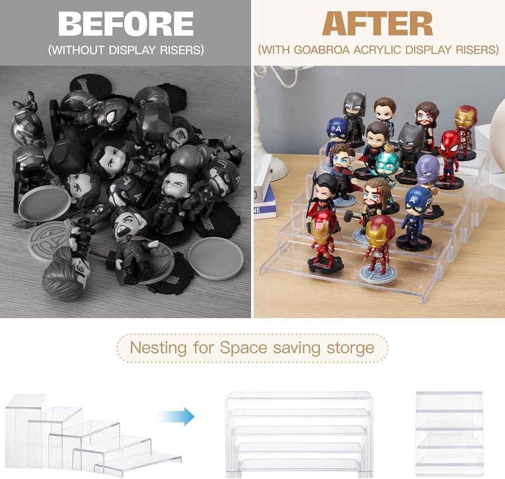 Multi-Purpose Clear Acrylic Risers - 10 Pcs, Easy Clean & No Assembly Required