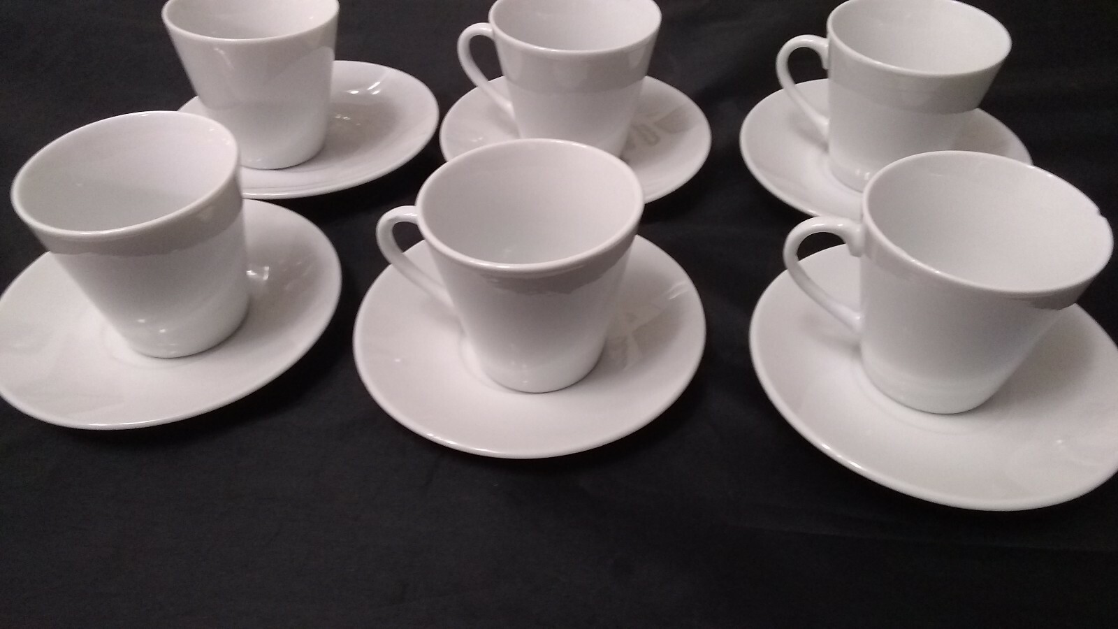 12 Pc Espresso White Porcelain Coffee set 6 Cup AND 6 Saucer 2.5 Oz Gift # 999z