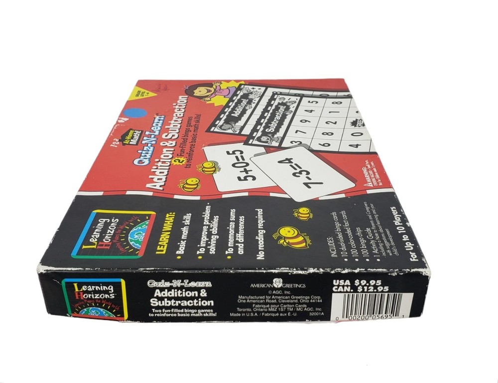 Math Bingo Game Addition Subtraction Teaching Educational Home School Classroom