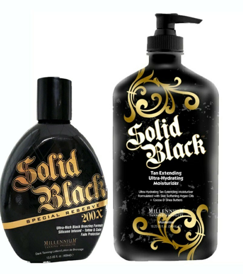 Millennium SOLID BLACK DUO SPECIAL RESERVE 200X Bronzer & TAN EXTENDER Lotion