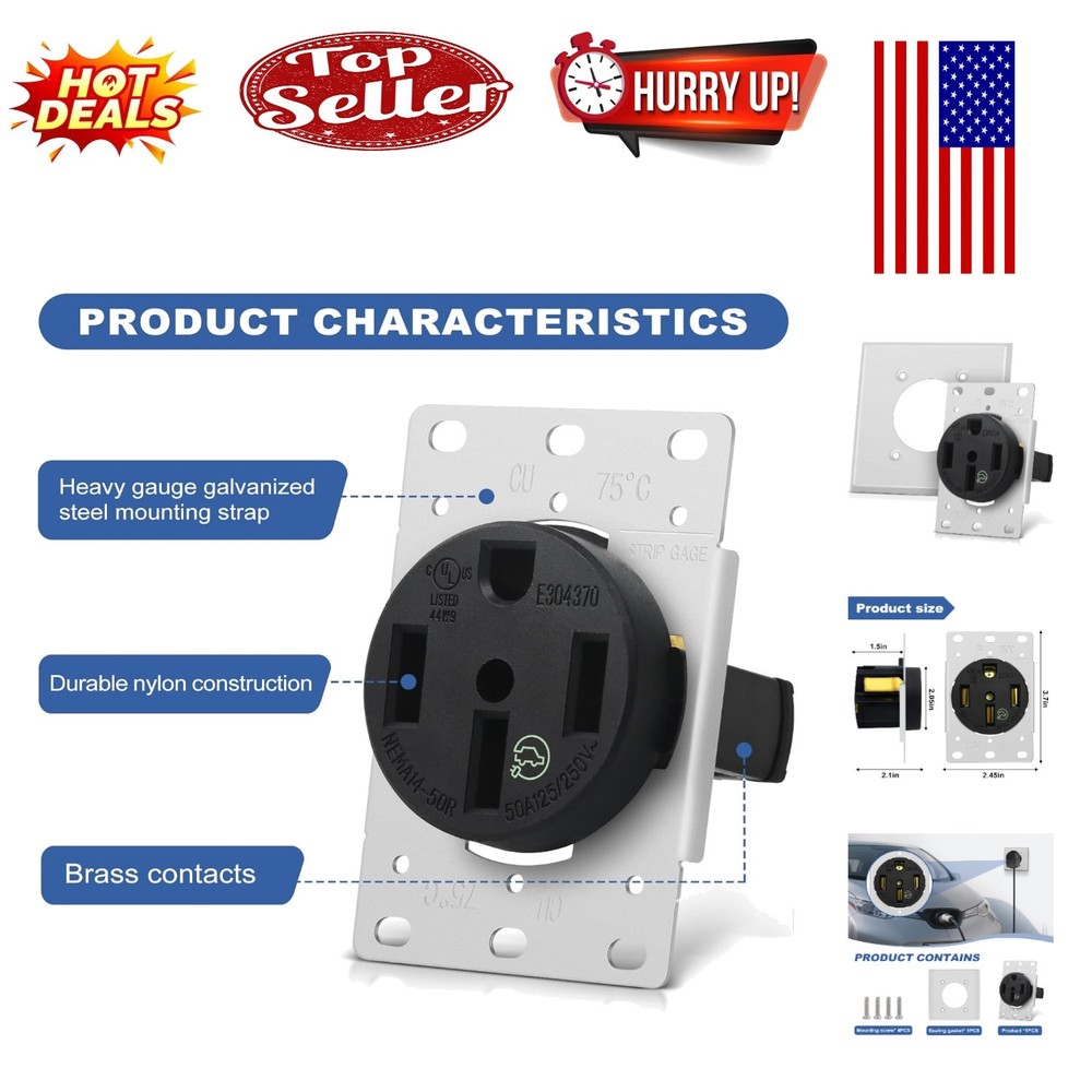 Heavy-Duty NEMA 50A EV Charging Outlet