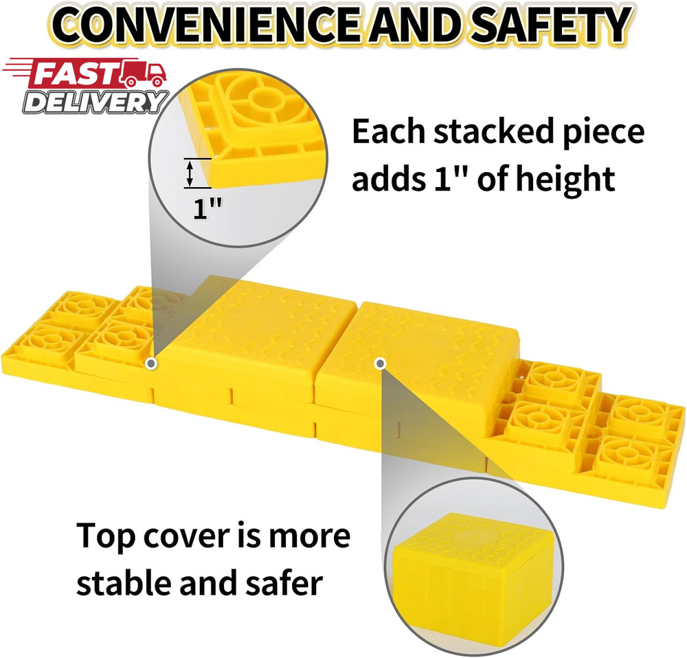 OULEME 12 Pack RV Leveling Blocks, Stackable Jack Blocks, Interlocking Leveling
