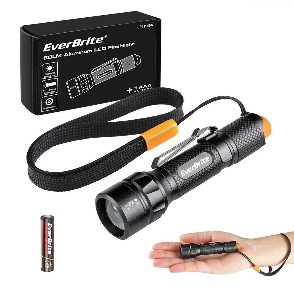 EverBrite 80 Lumen Mini LED Flashlight 3 Lighting Mode Zoomable Adjustable Focus