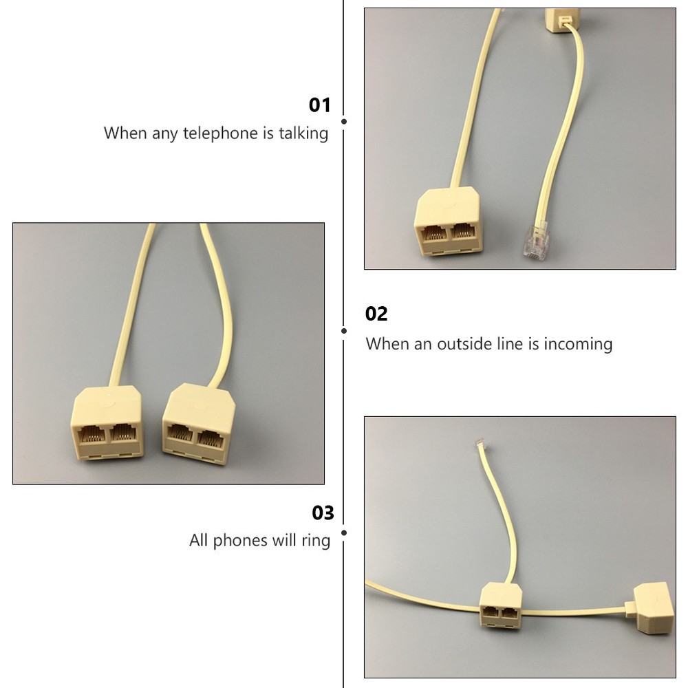 5 Pcs 2 Way Telephone Plug Landline Splitter Adapter Socket