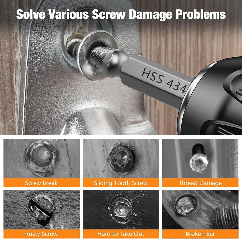 Dual-Head 6 Piece Screw Extractor Set - Fast & Efficient Removal Solution