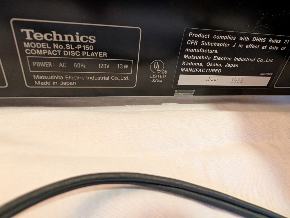 Technics SL-P150 Compact Disc CD Player TESTED Japan 1988